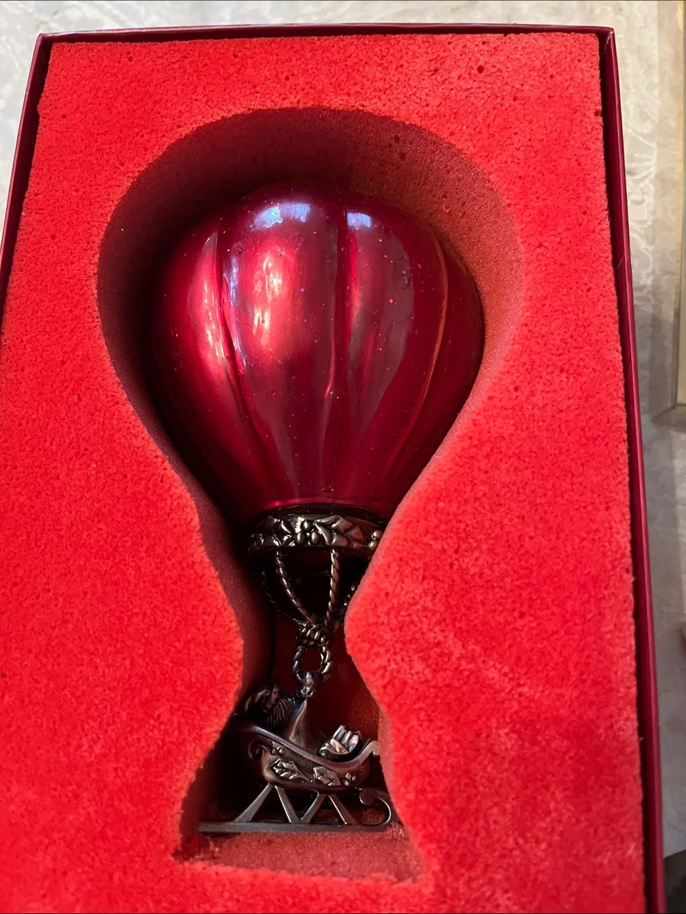 Lenox Red Hot Air Balloon Kirk Stieff Collection SANTA'S JOURNEY Pewter Ornament